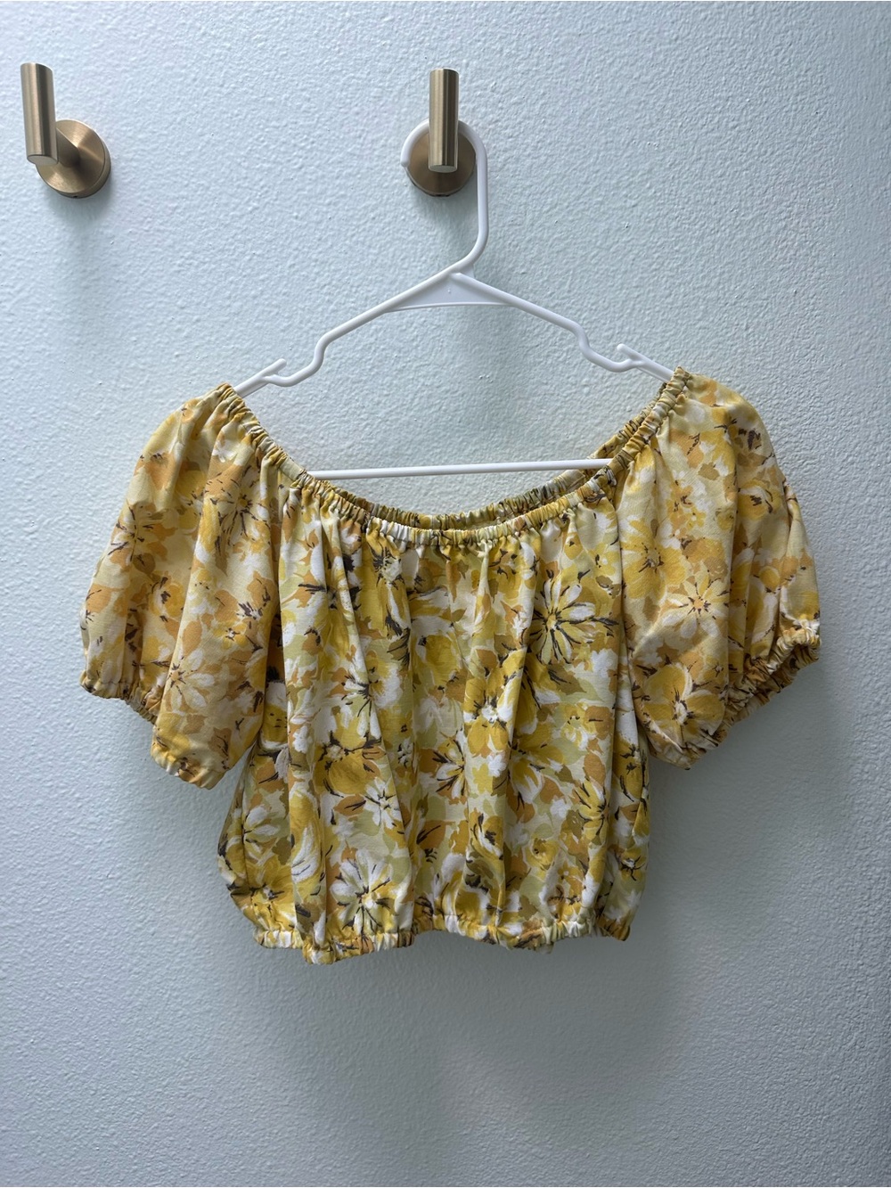 Handmade Yellow Floral Off-Shoulder Crop Top - Women